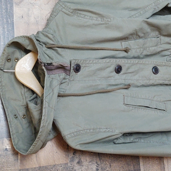 Gap Utility Hooded Olive Green Faux Fur lined  Parka Jacket Sz Small Wom - Picture 3 of 17